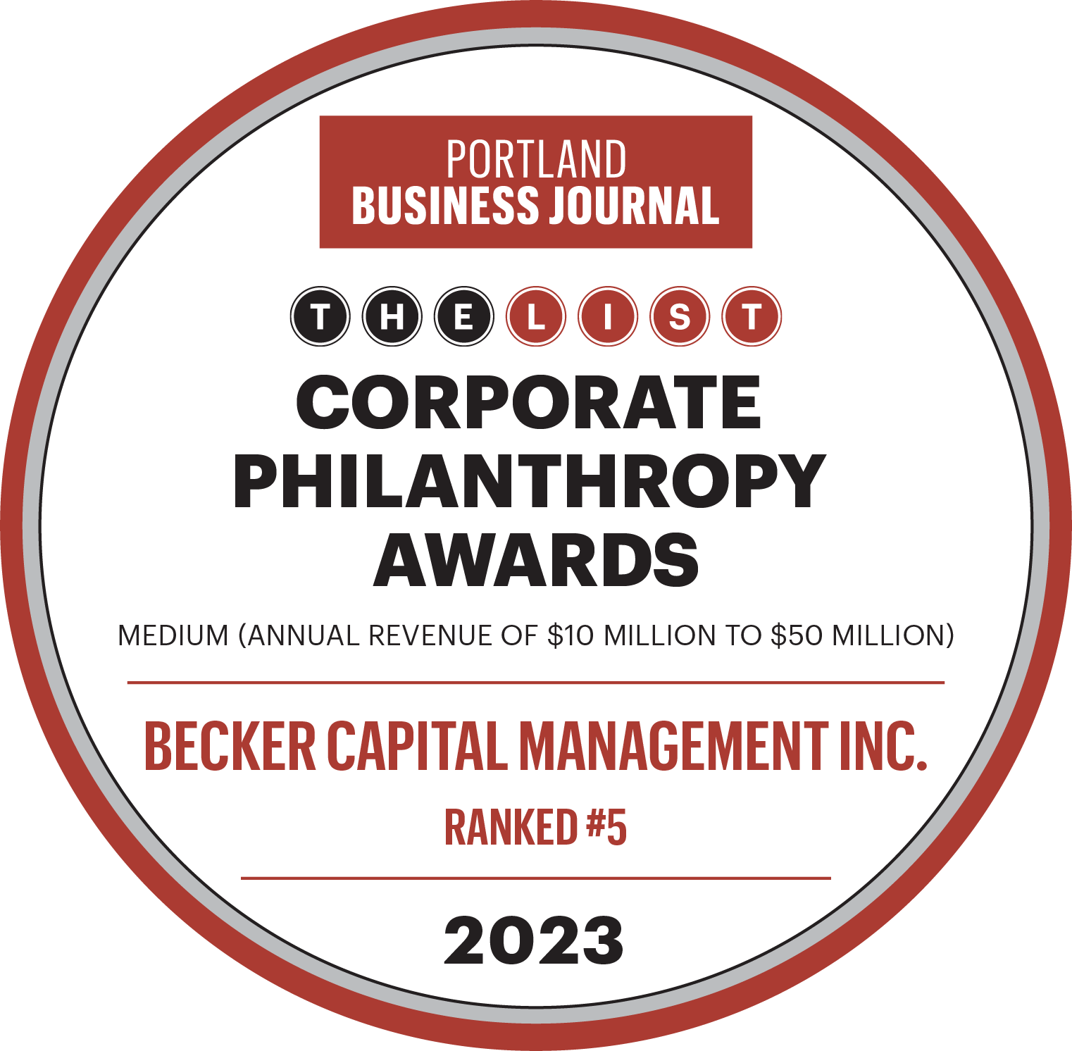 Corporate Philanthropy Awards - Becker Capital Management Inc. 20203